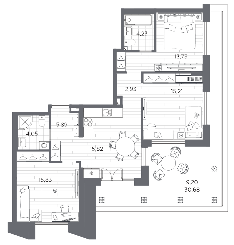 3-комнатная квартира  №277 в Галерная гавань: 86.89 м², этаж 11 - купить в Санкт-Петербурге