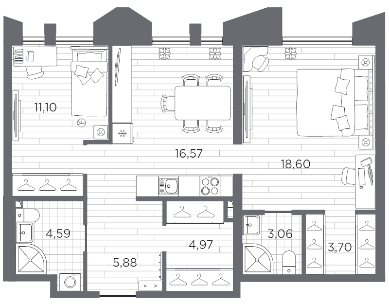 2-комнатная квартира, 68.47 м²; этаж: 11 - купить в Санкт-Петербурге