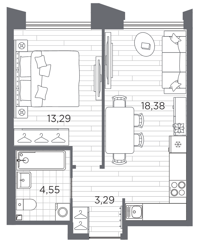1-комнатная квартира, 39.51 м²; этаж: 9 - купить в Санкт-Петербурге