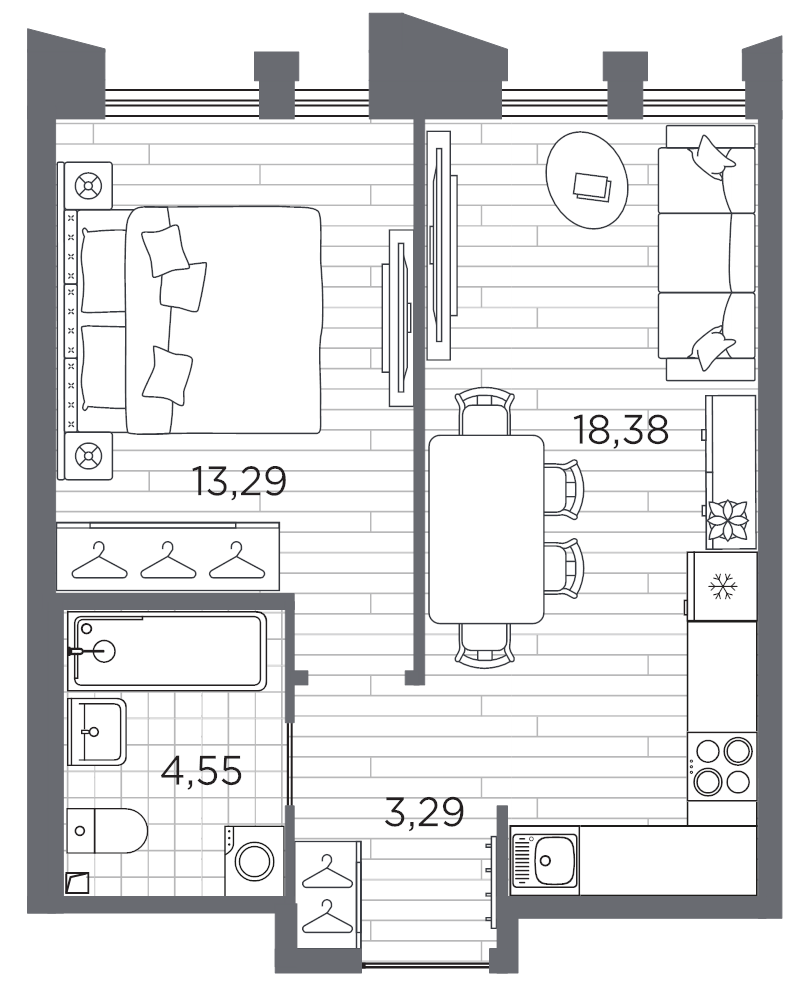 1-комнатная квартира, 39.51 м²; этаж: 2 - купить в Санкт-Петербурге
