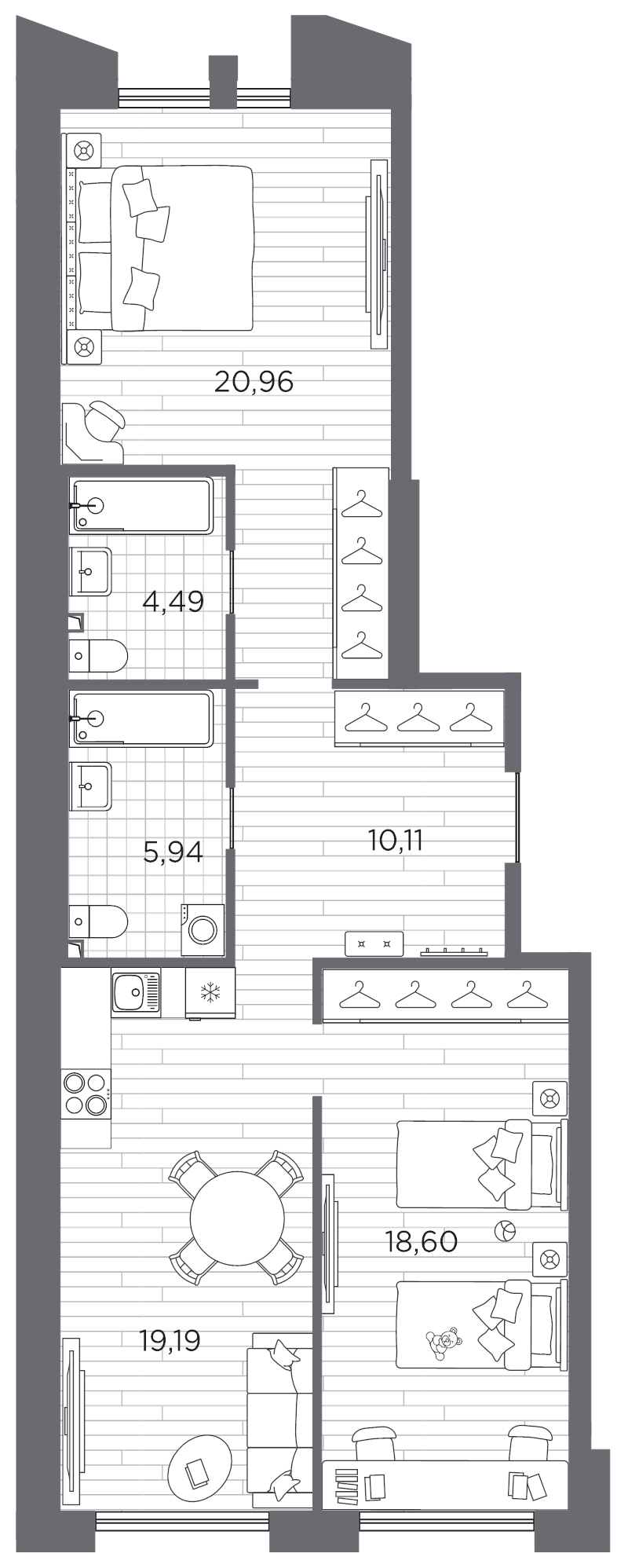 2-комнатная квартира, 79.29 м²; этаж: 7 - купить в Санкт-Петербурге