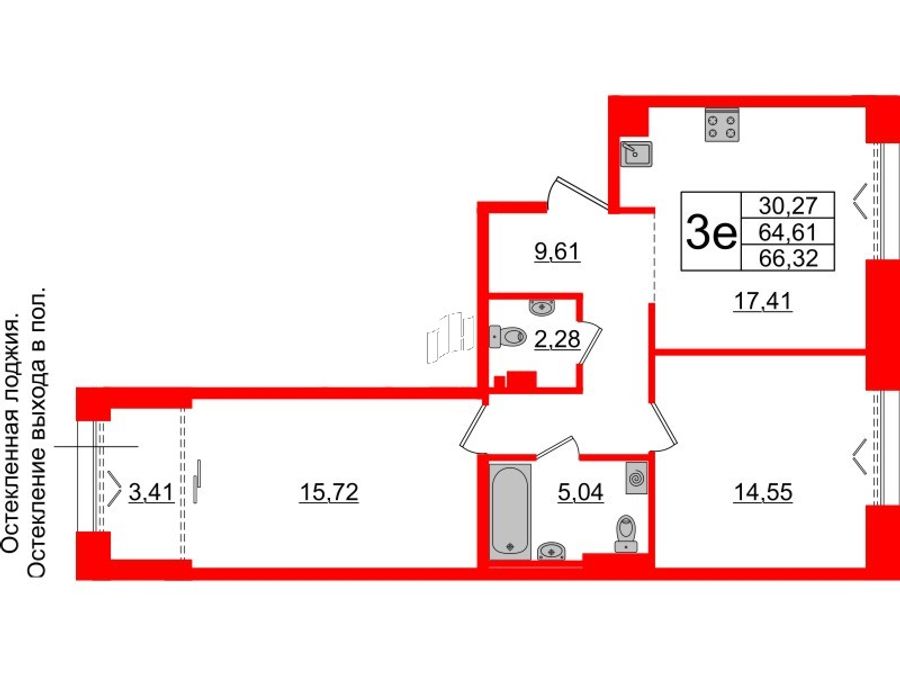 2-комнатная квартира, 64.61 м²; этаж: 5 - купить в Санкт-Петербурге