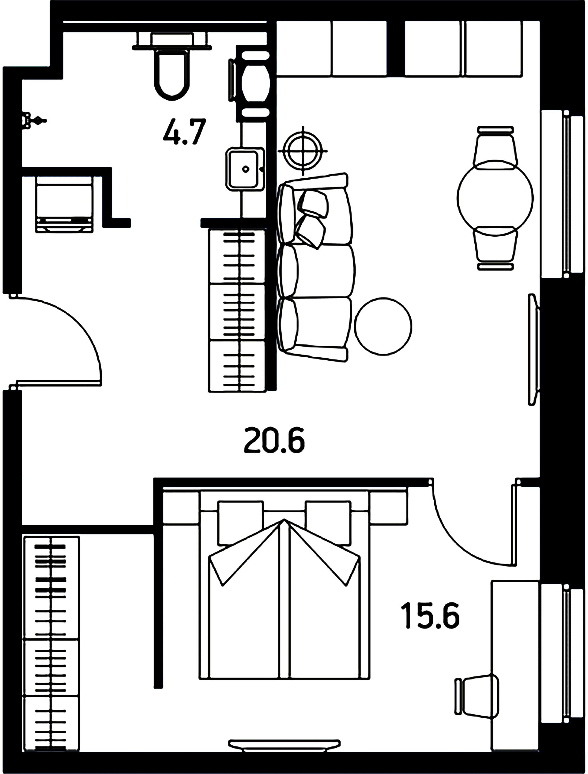 1-комнатная квартира  №356 в VIDI: 39.9 м², этаж 3 - купить в Санкт-Петербурге