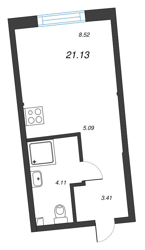 1-комнатная квартира, 21.13 м²; этаж: 3 - купить в Санкт-Петербурге
