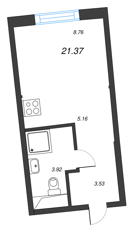 1-комнатная квартира, 21.37 м²; этаж: 6 - купить в Санкт-Петербурге