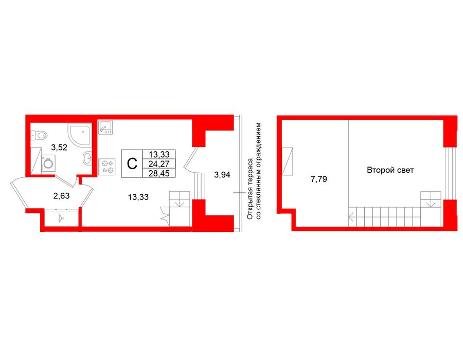 1-комнатная квартира, 27.27 м²; этаж: 8 - купить в Санкт-Петербурге
