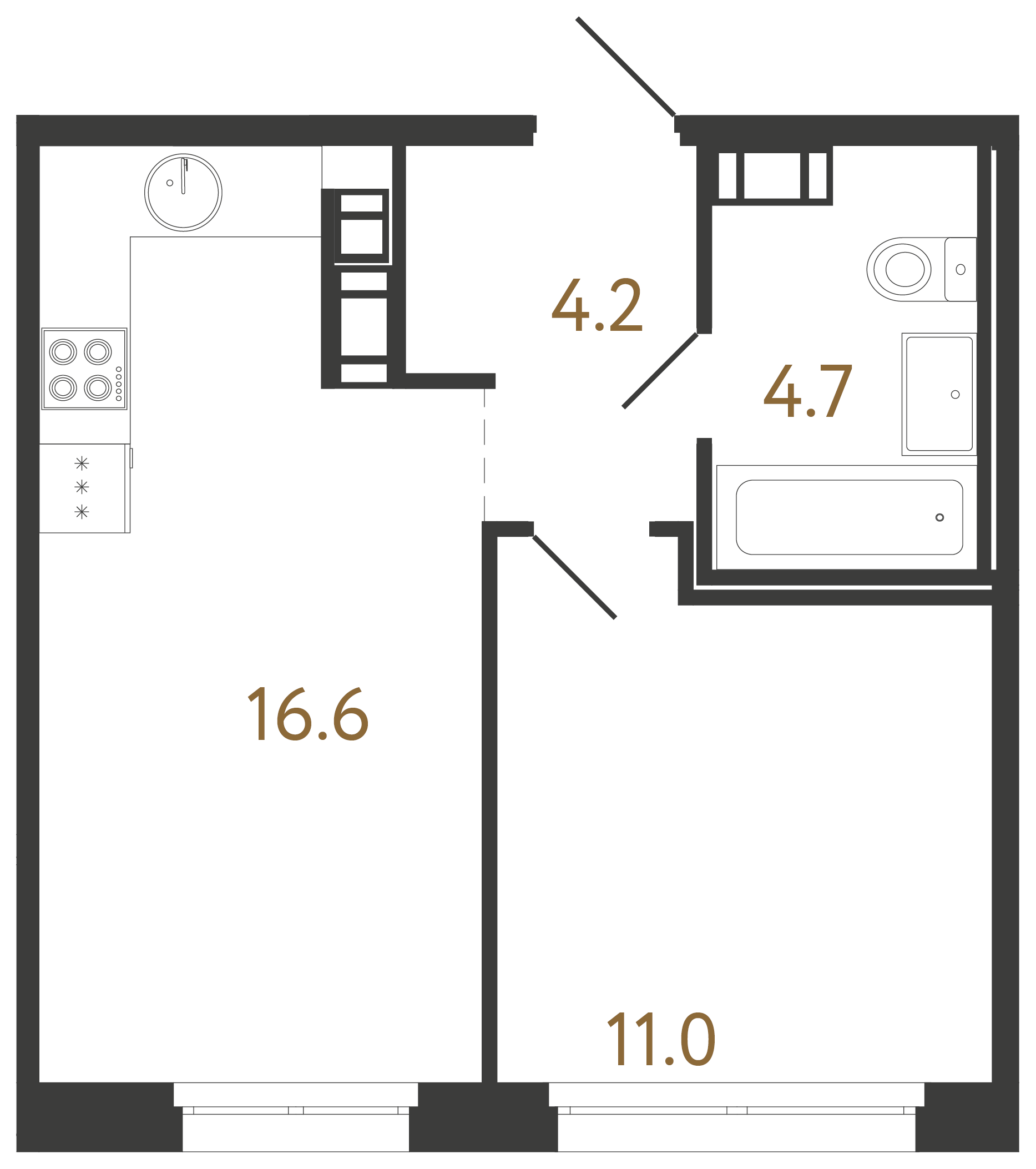 1-комнатная квартира, 36.5 м²; этаж: 12 - купить в Санкт-Петербурге
