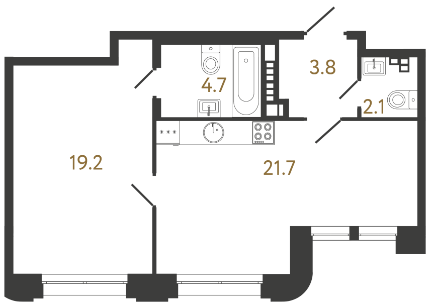 1-комнатная квартира, 51.5 м²; этаж: 5 - купить в Санкт-Петербурге
