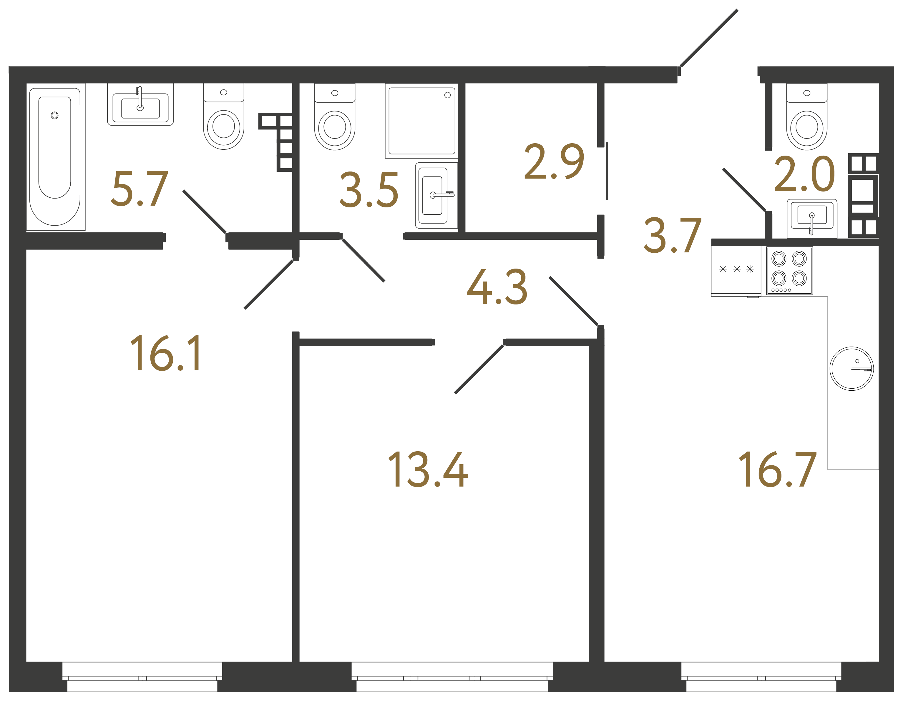 2-комнатная квартира, 68.3 м²; этаж: 4 - купить в Санкт-Петербурге