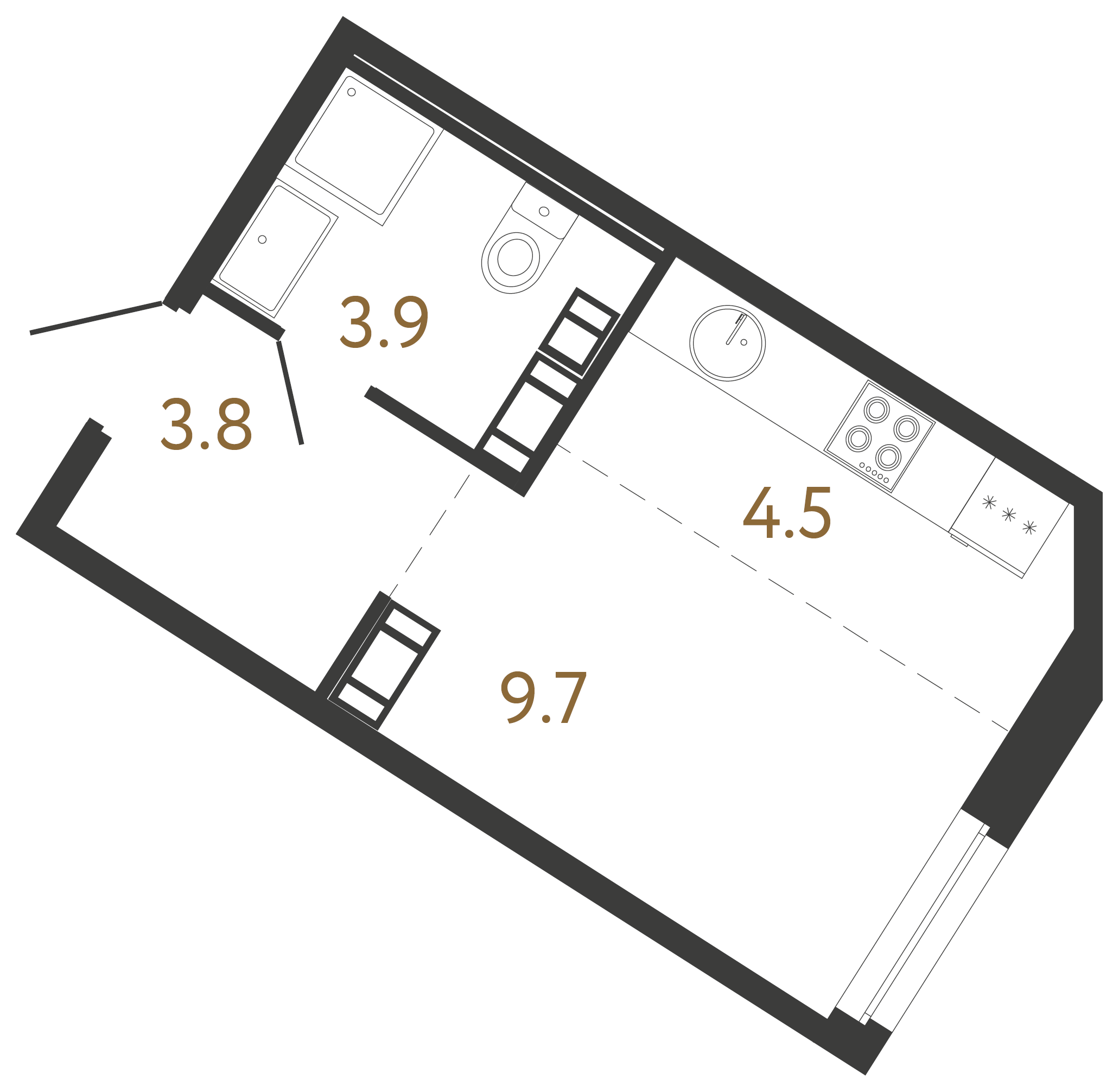 1-комнатная квартира, 21.9 м²; этаж: 14 - купить в Санкт-Петербурге