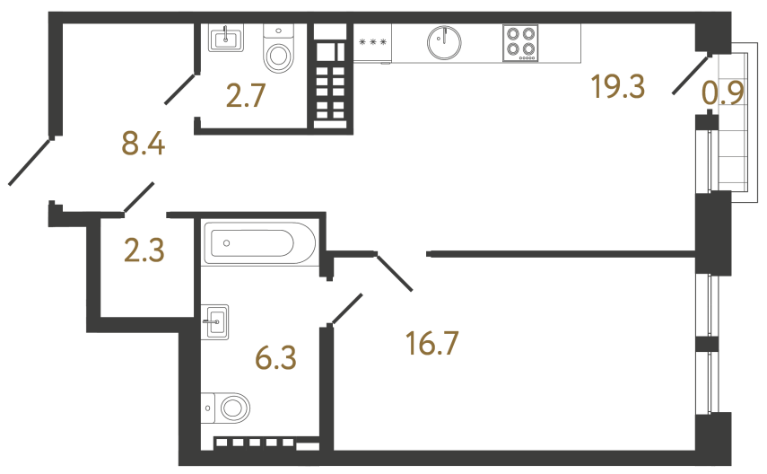 1-комнатная квартира №4 в: Коллекционер: 55.7 м²; этаж: 7 - купить в Санкт-Петербурге