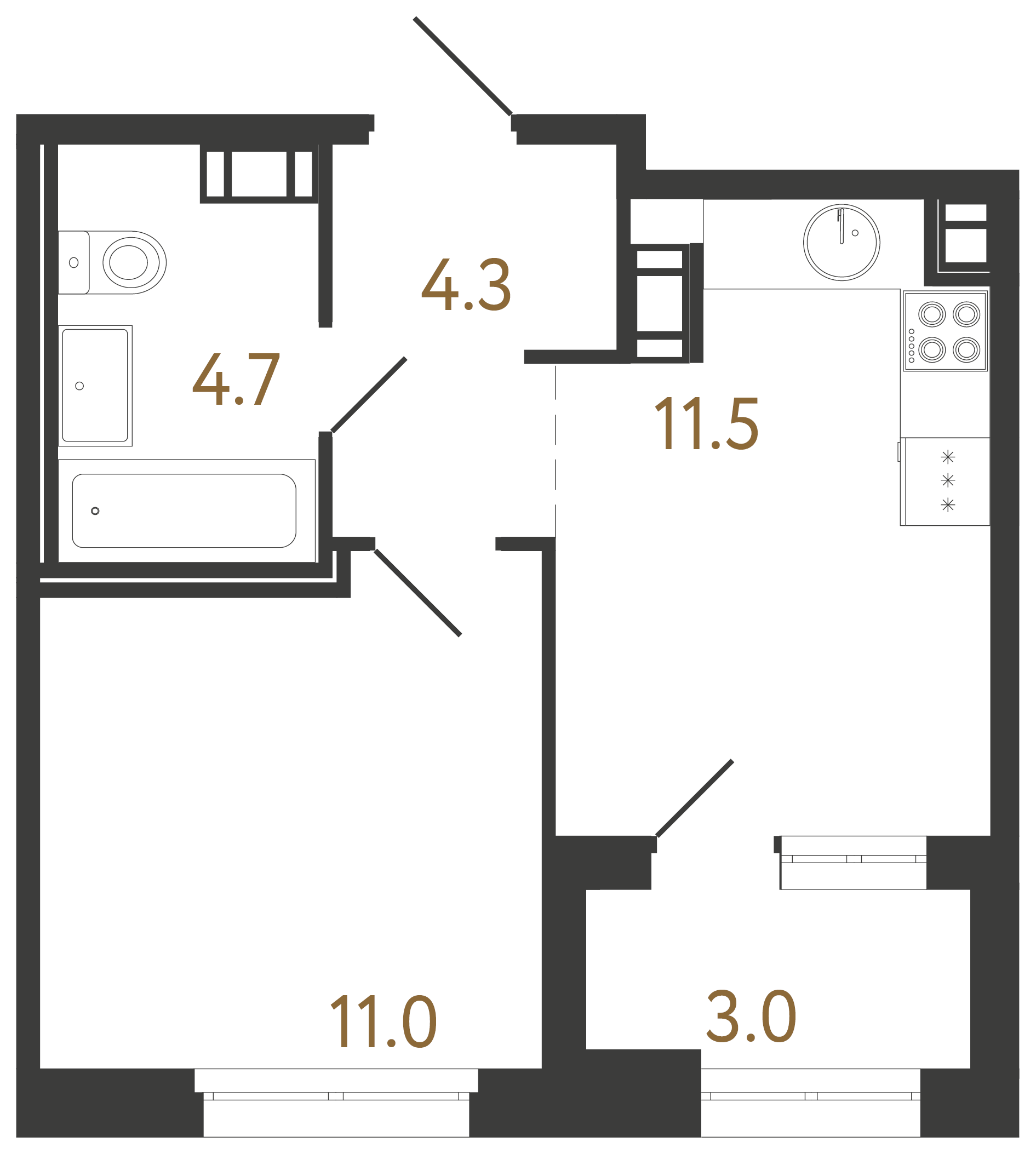 1-комнатная квартира, 31.5 м²; этаж: 8 - купить в Санкт-Петербурге