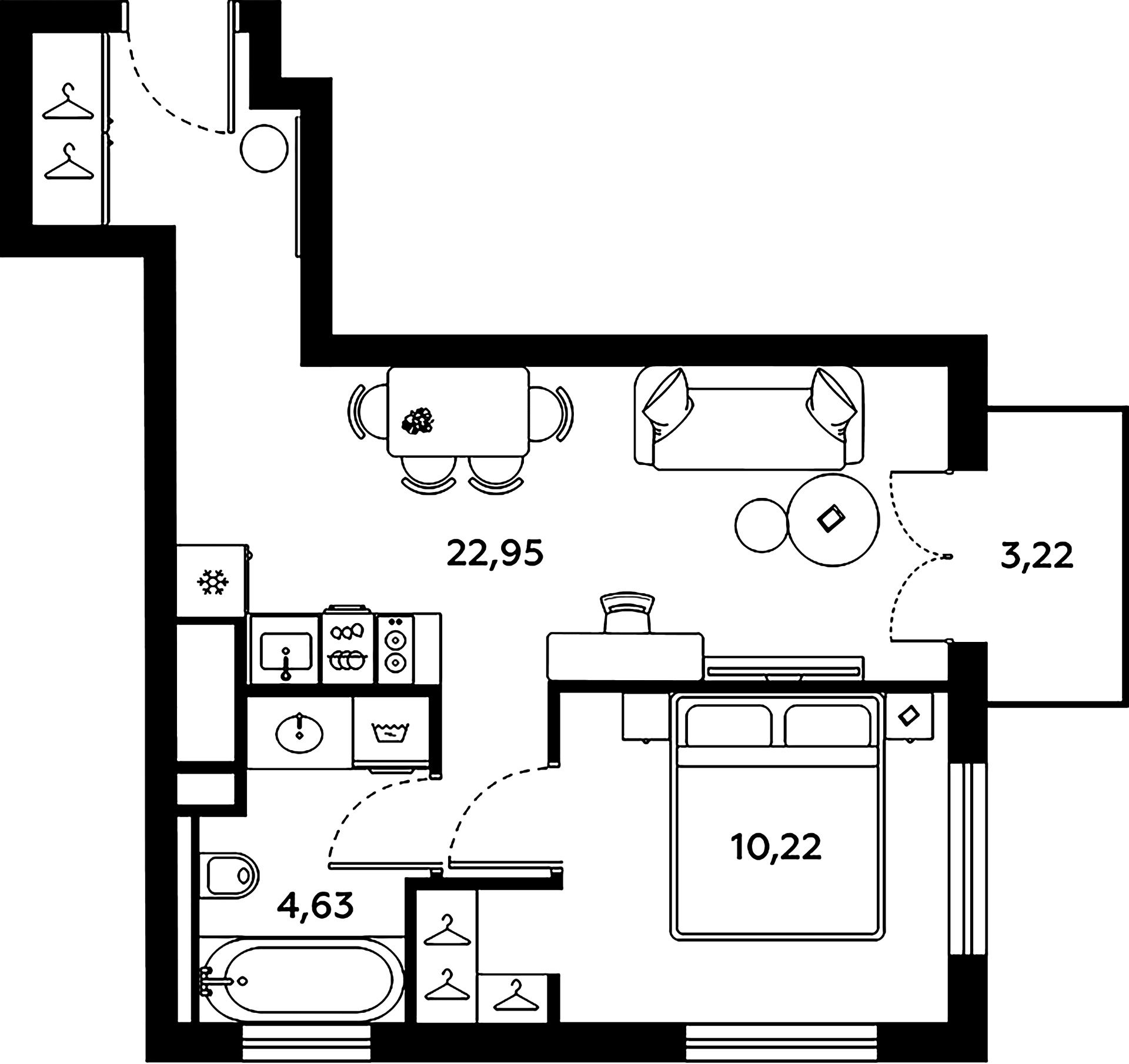 1-комнатная квартира, 41.12 м²; этаж: 10 - купить в Санкт-Петербурге