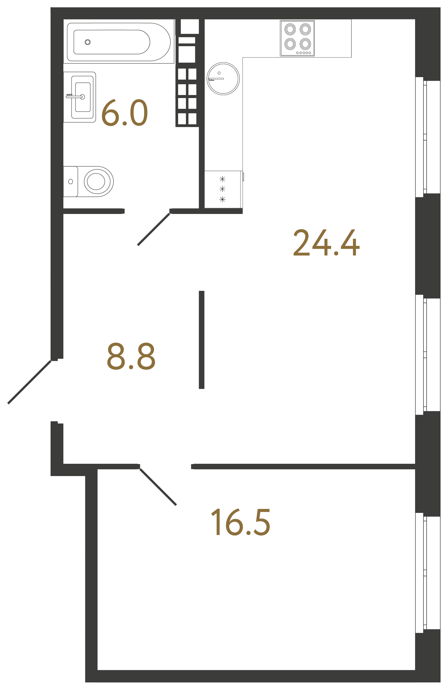 1-комнатная квартира, 55.7 м²; этаж: 5 - купить в Санкт-Петербурге