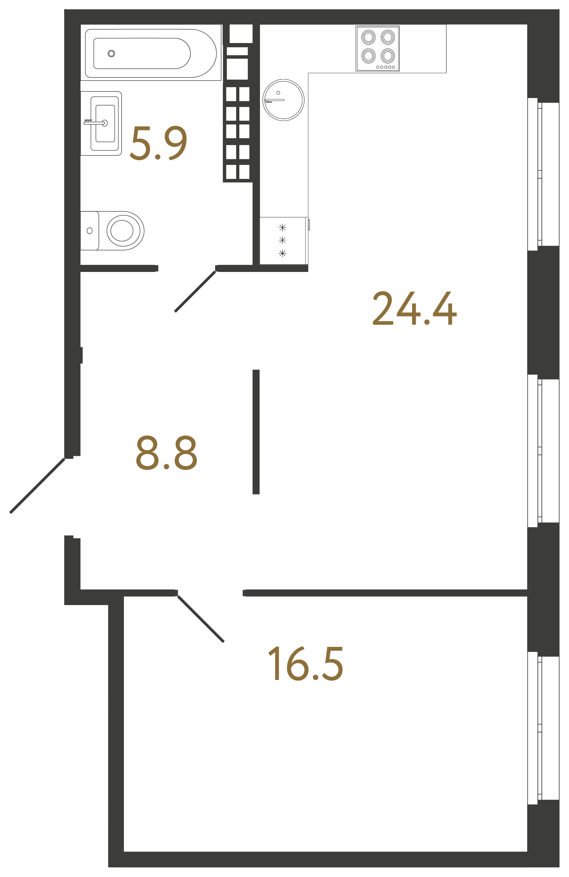 1-комнатная квартира, 55.6 м²; этаж: 6 - купить в Санкт-Петербурге