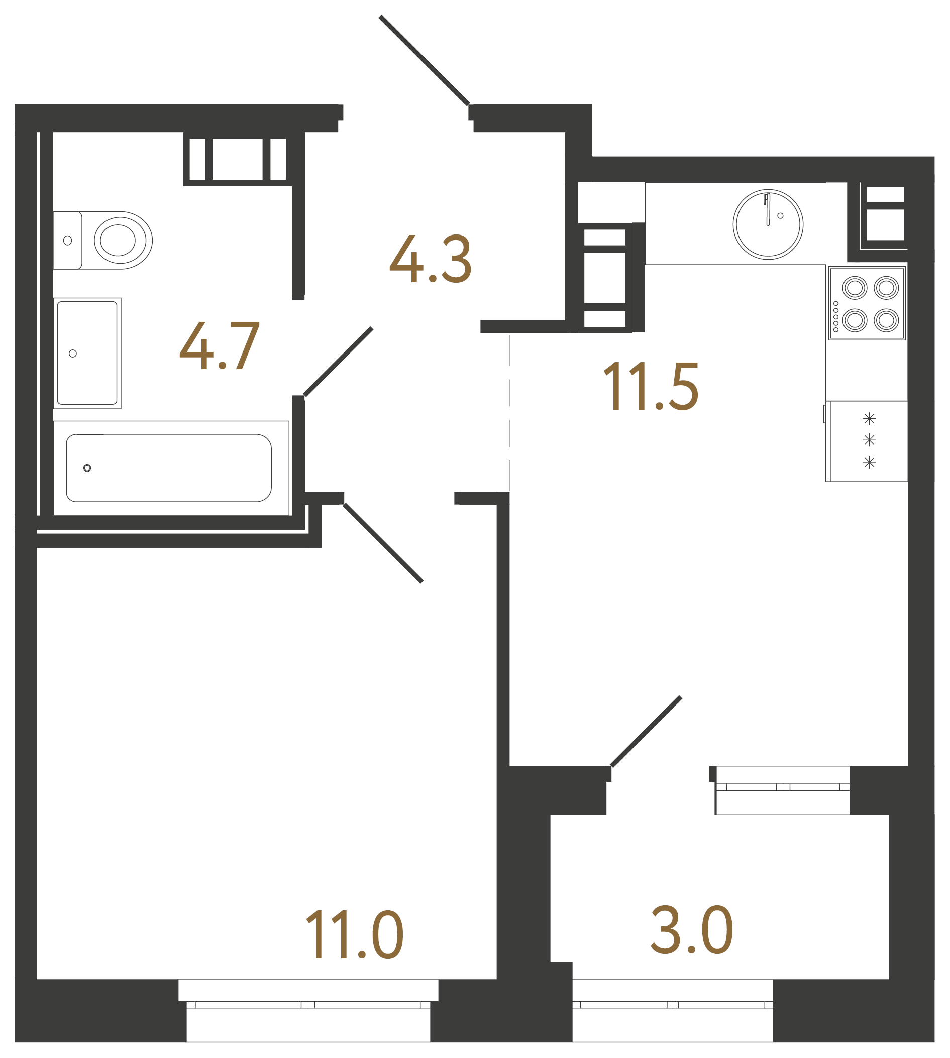 1-комнатная квартира, 31.5 м²; этаж: 10 - купить в Санкт-Петербурге
