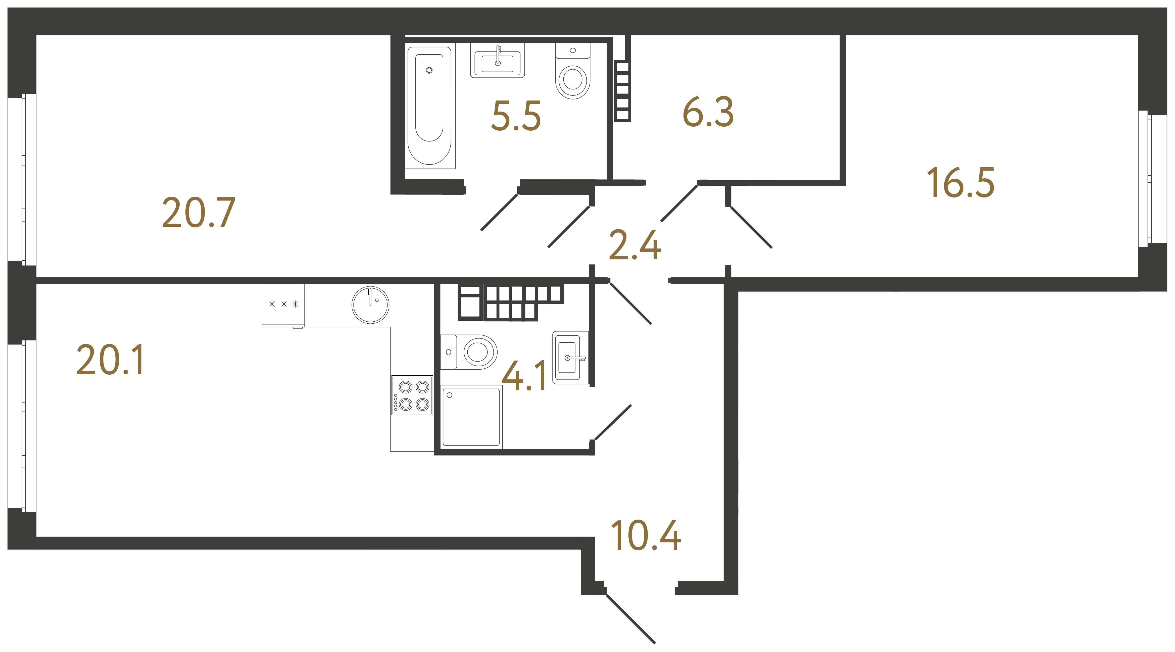 2-комнатная квартира, 86 м²; этаж: 6 - купить в Санкт-Петербурге