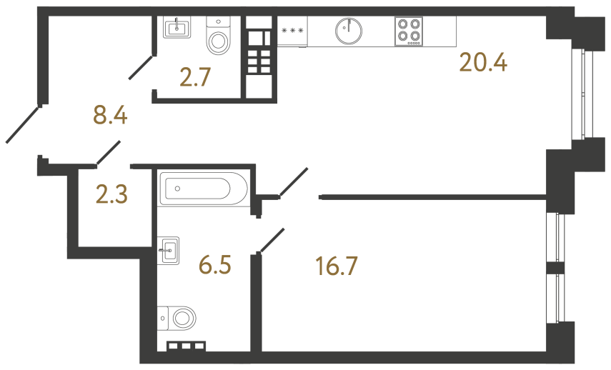 1-комнатная квартира, 57 м²; этаж: 5 - купить в Санкт-Петербурге