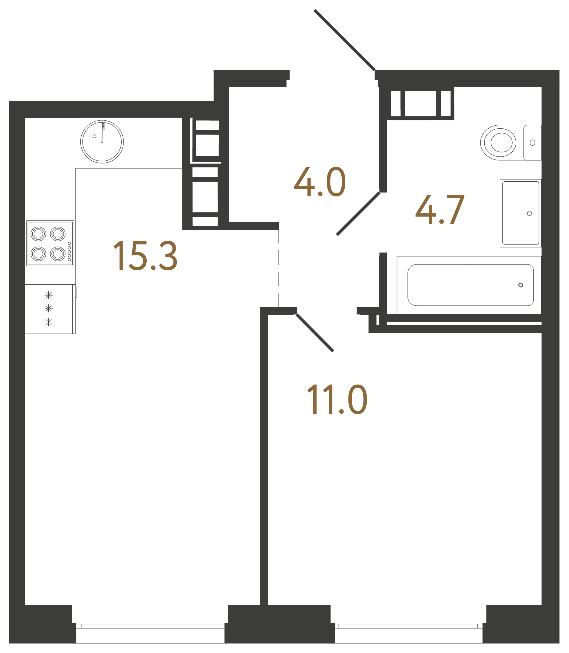 1-комнатная квартира, 35 м²; этаж: 13 - купить в Санкт-Петербурге