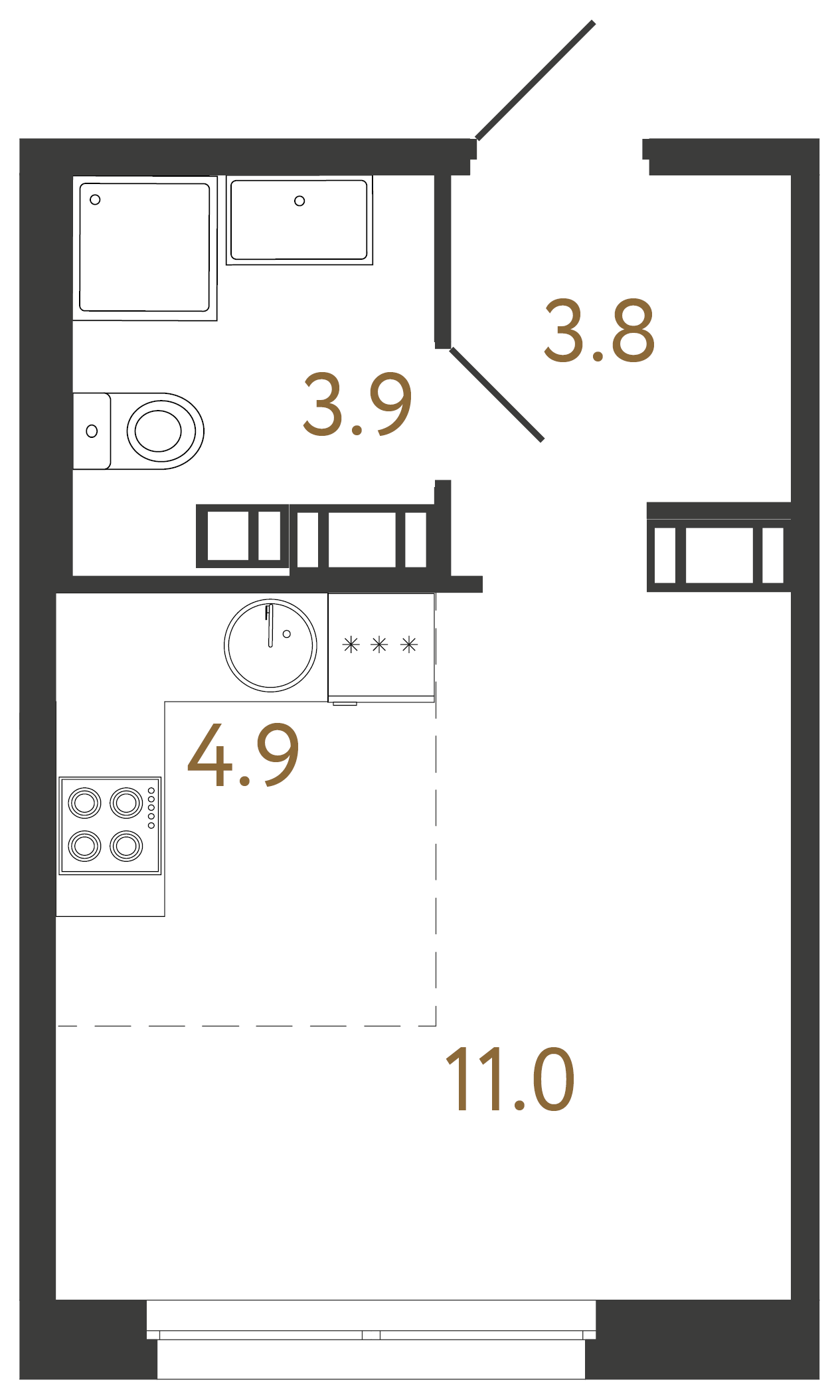 1-комнатная квартира, 23.6 м²; этаж: 9 - купить в Санкт-Петербурге
