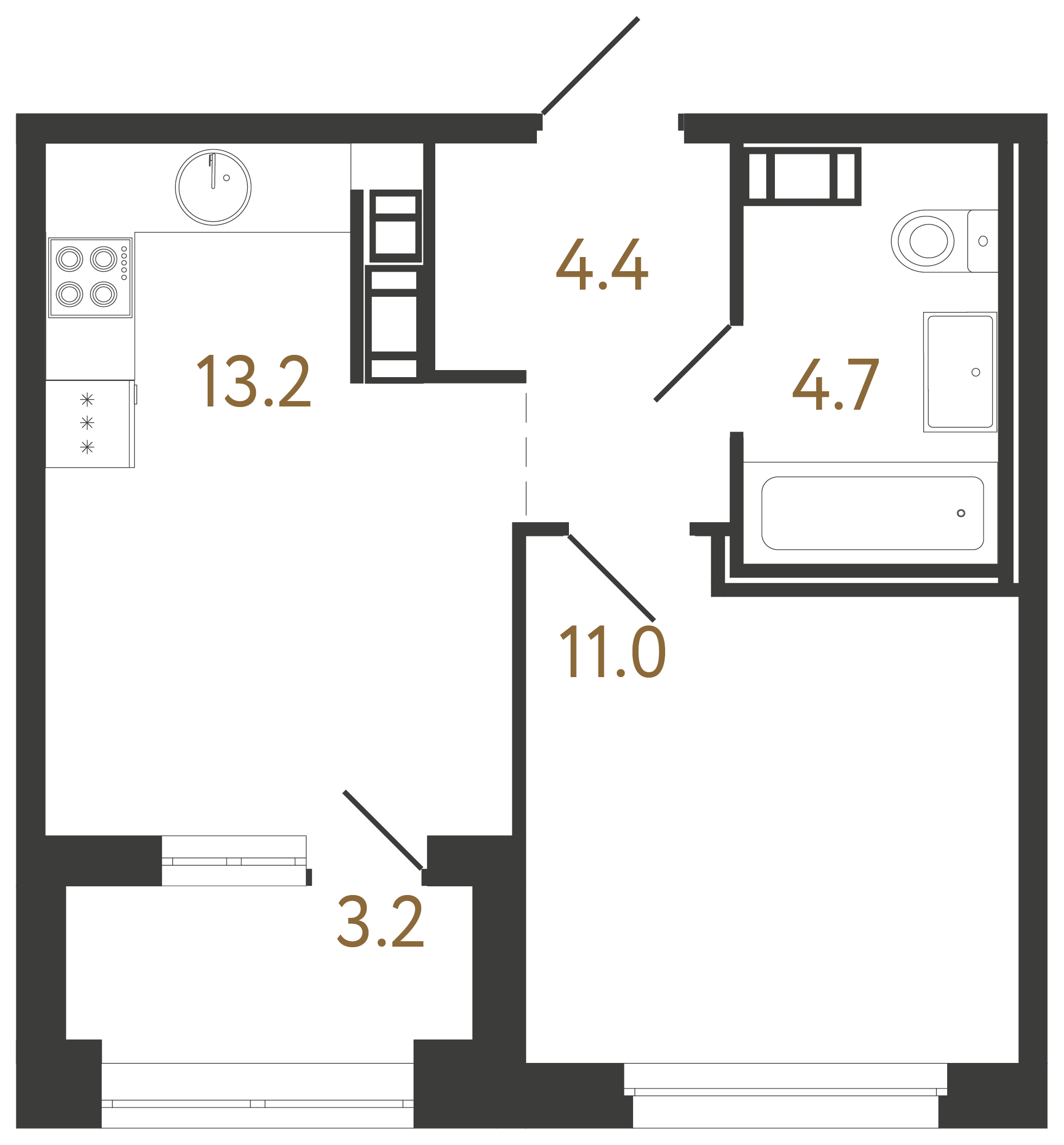 1-комнатная квартира, 33.3 м²; этаж: 14 - купить в Санкт-Петербурге