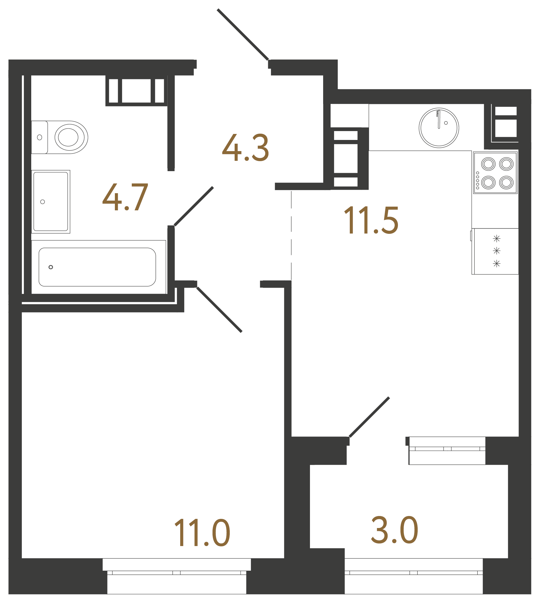 1-комнатная квартира, 31.5 м²; этаж: 13 - купить в Санкт-Петербурге