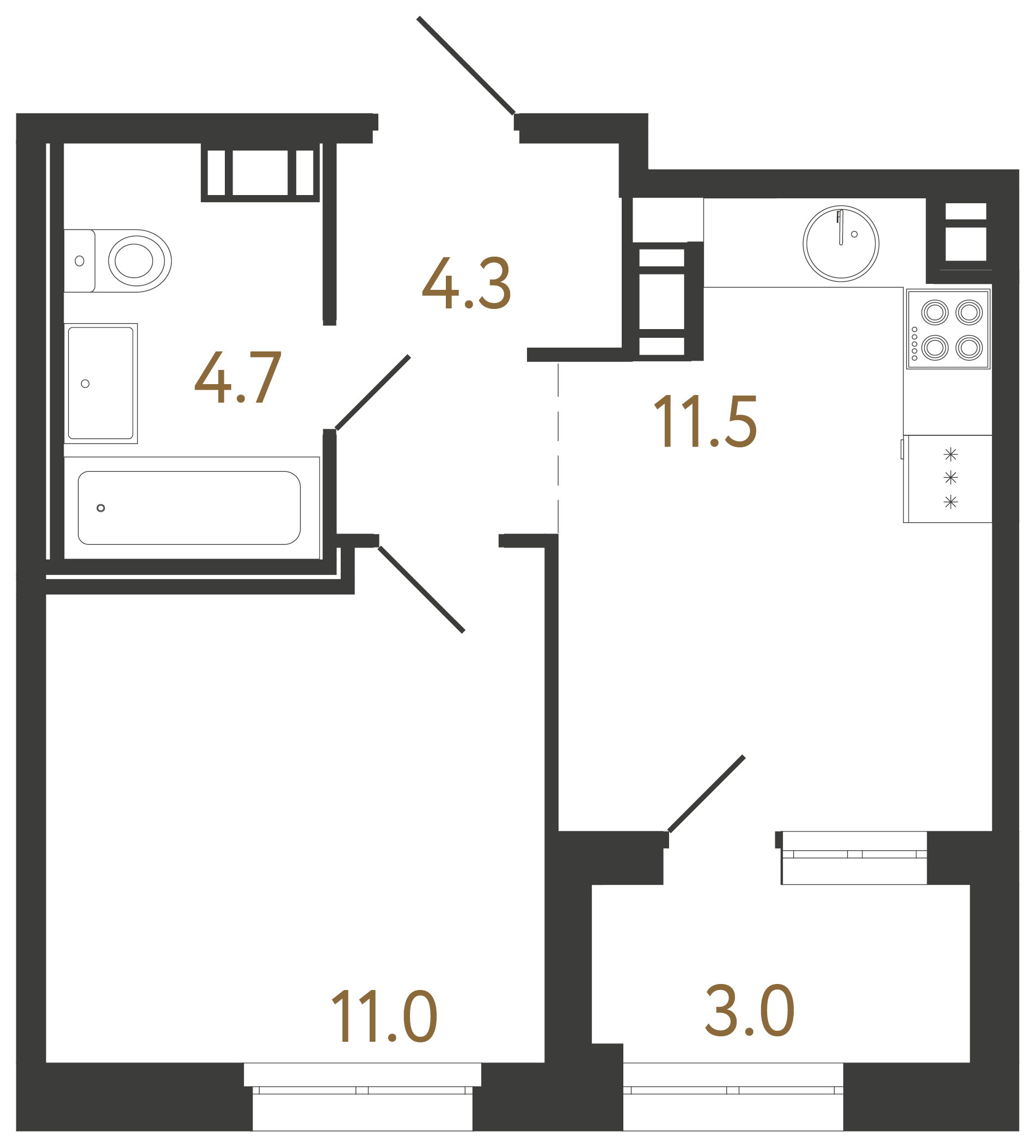 1-комнатная квартира, 31.5 м²; этаж: 6 - купить в Санкт-Петербурге