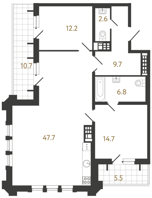 2-комнатная квартира №4 в: Коллекционер: 93.7 м²; этаж: 8 - купить в Санкт-Петербурге
