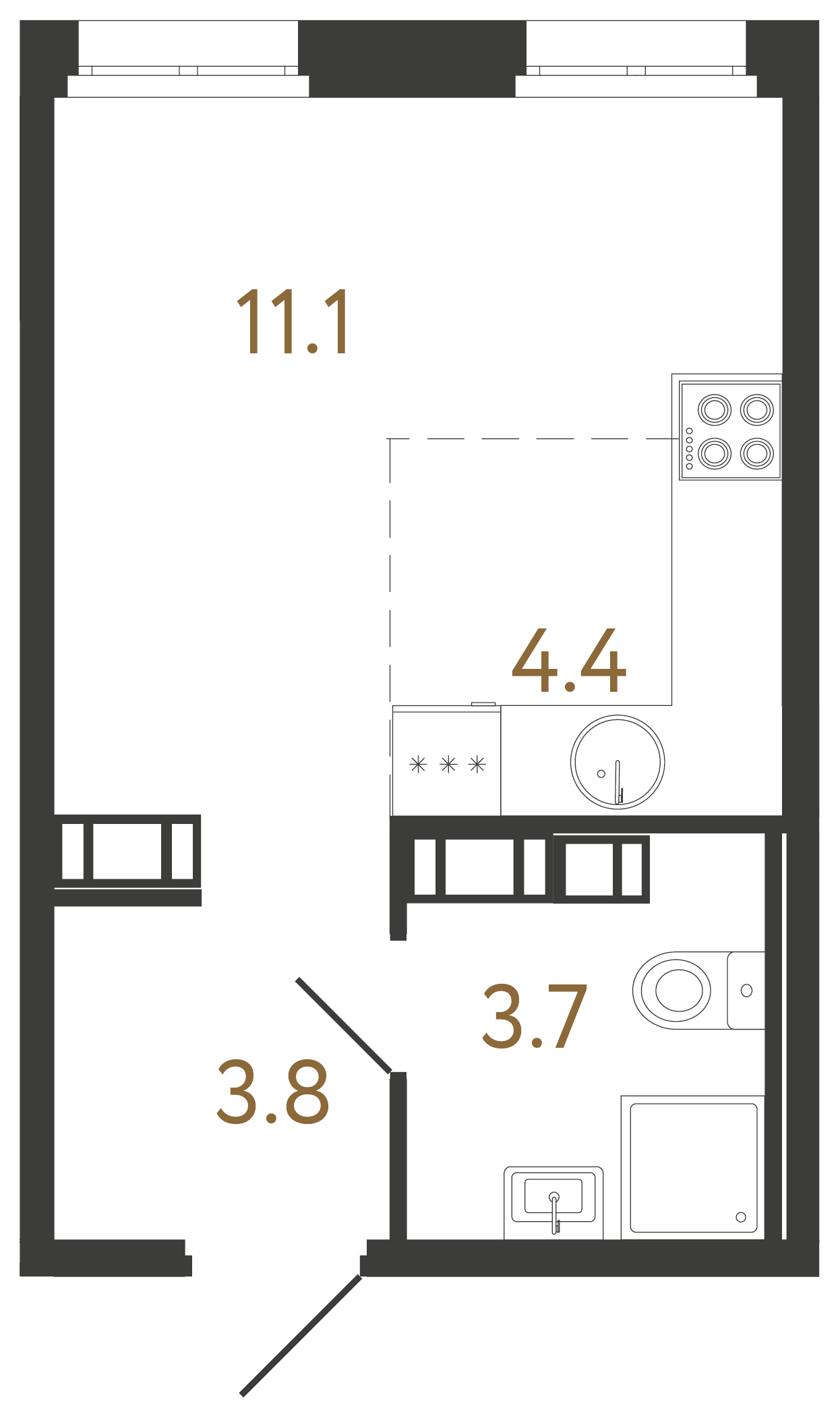 1-комнатная квартира, 23 м²; этаж: 8 - купить в Санкт-Петербурге