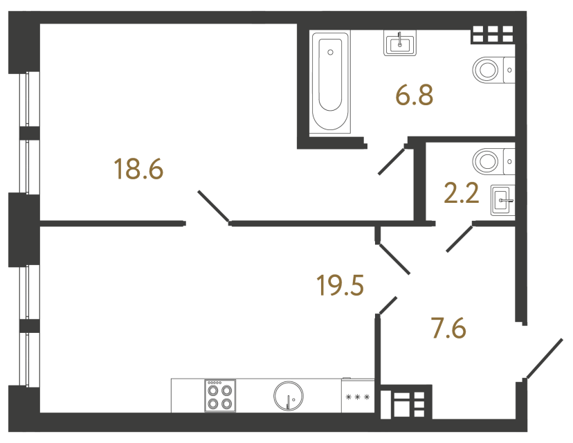 1-комнатная квартира, 54.6 м²; этаж: 5 - купить в Санкт-Петербурге