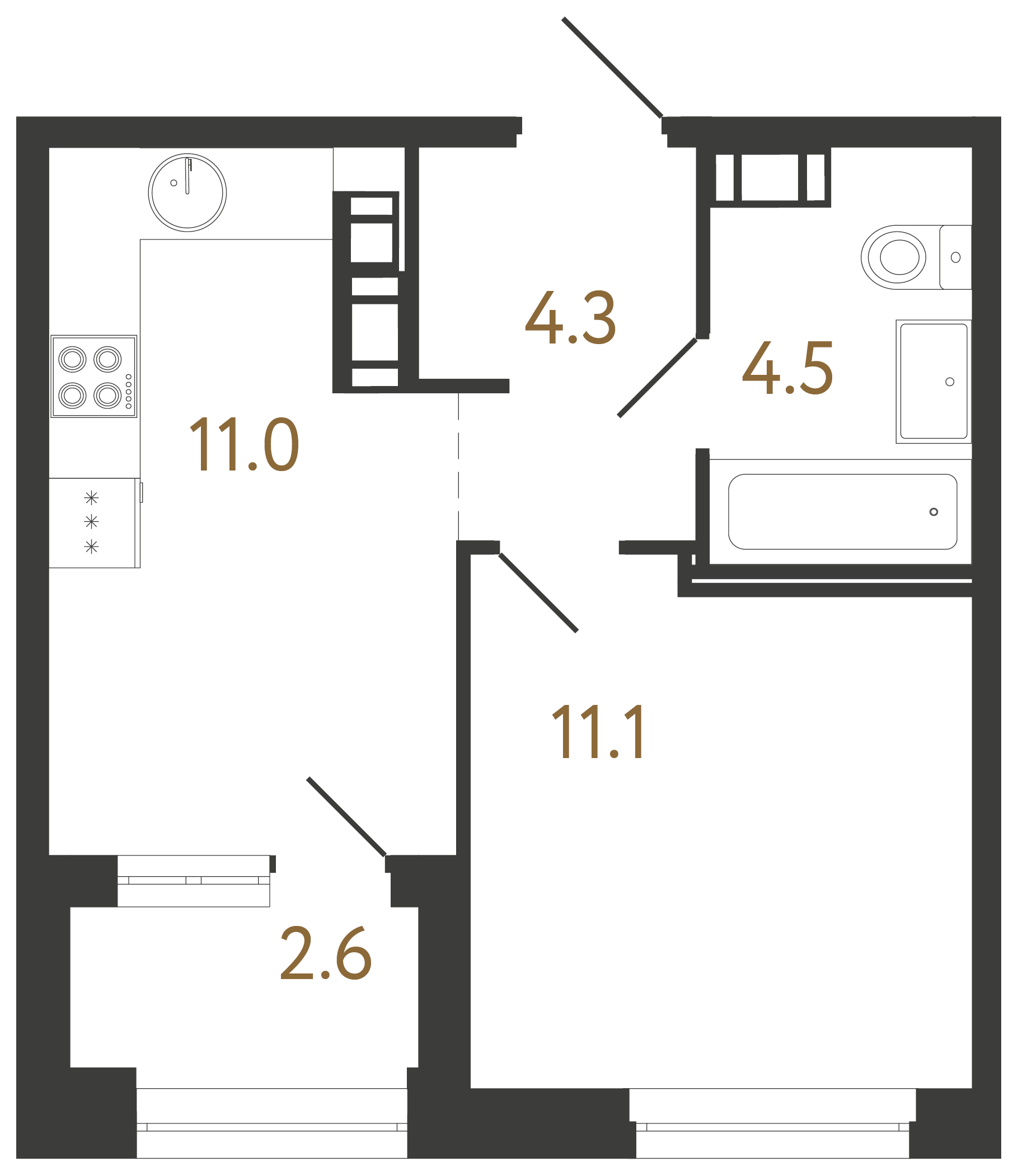 1-комнатная квартира, 30.9 м²; этаж: 13 - купить в Санкт-Петербурге