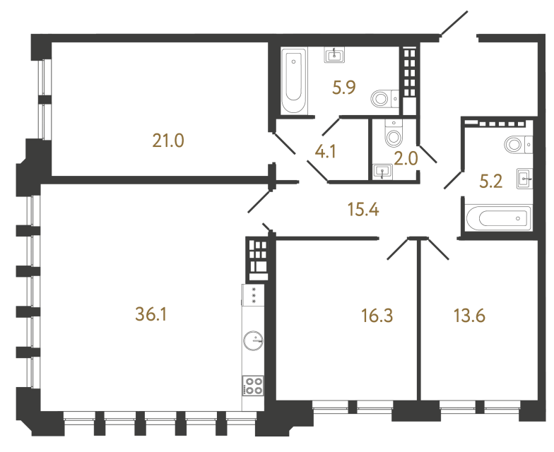 3-комнатная квартира, 119.6 м²; этаж: 7 - купить в Санкт-Петербурге