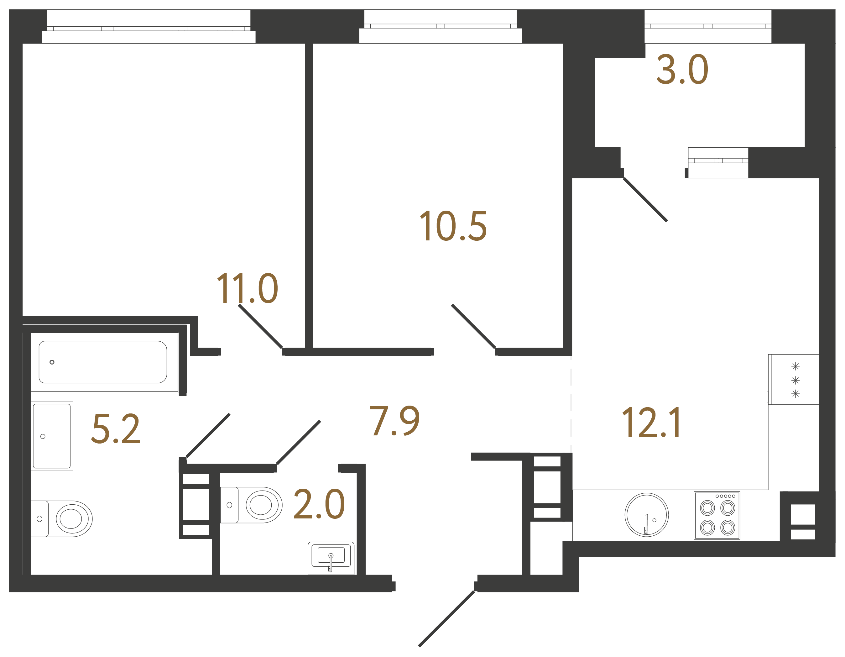 2-комнатная квартира, 48.7 м²; этаж: 10 - купить в Санкт-Петербурге