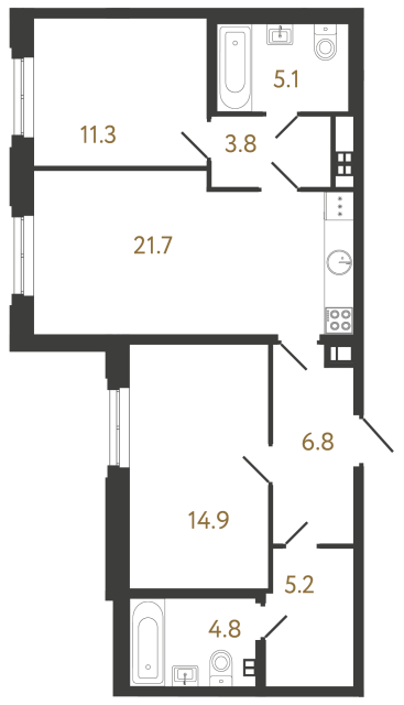 2-комнатная квартира, 73.6 м²; этаж: 5 - купить в Санкт-Петербурге