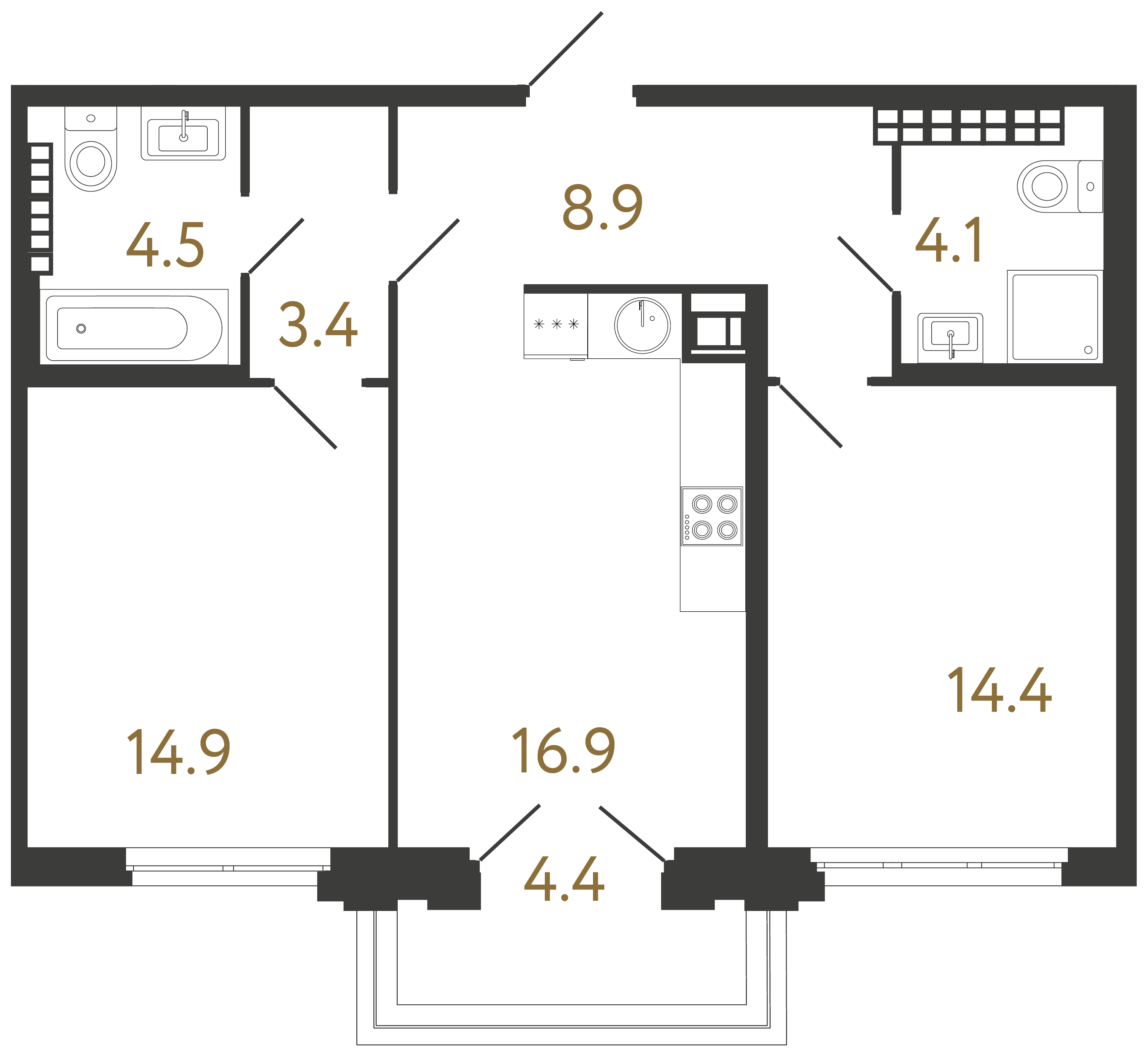 2-комнатная квартира, 67.1 м²; этаж: 8 - купить в Санкт-Петербурге
