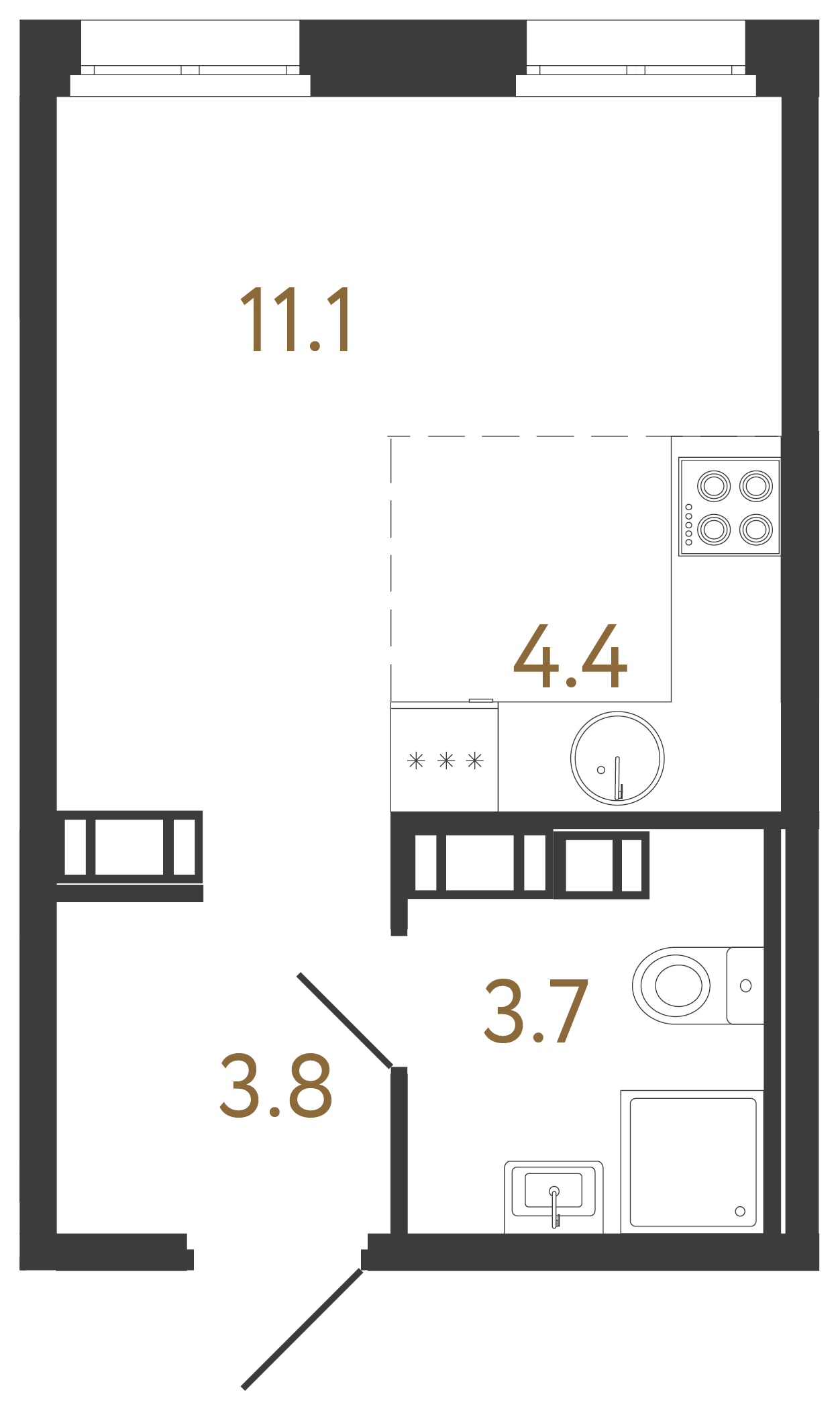 1-комнатная квартира, 23 м²; этаж: 14 - купить в Санкт-Петербурге