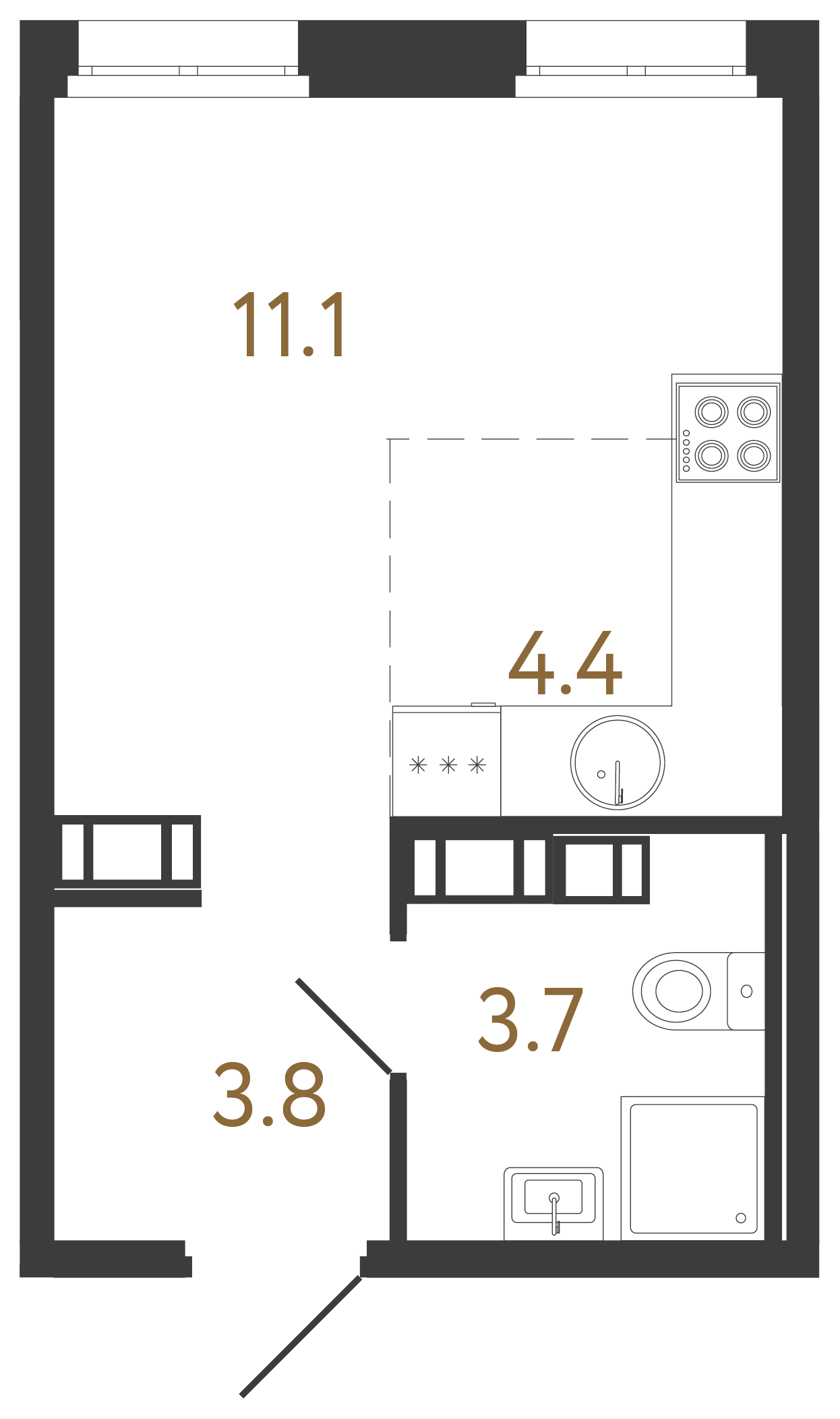 1-комнатная квартира, 23 м²; этаж: 7 - купить в Санкт-Петербурге