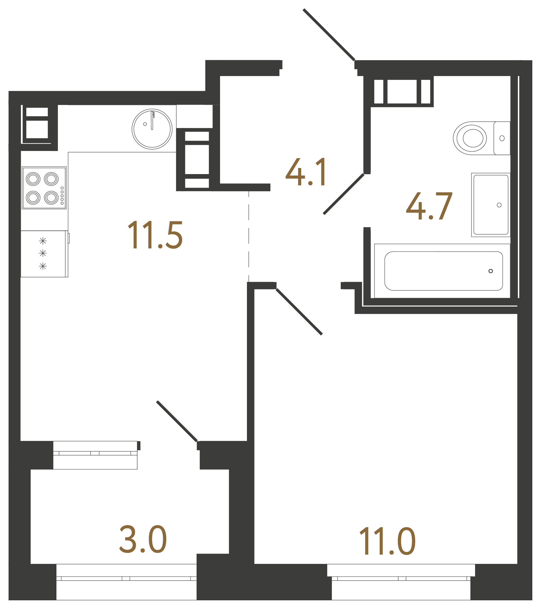 1-комнатная квартира, 31.3 м²; этаж: 12 - купить в Санкт-Петербурге