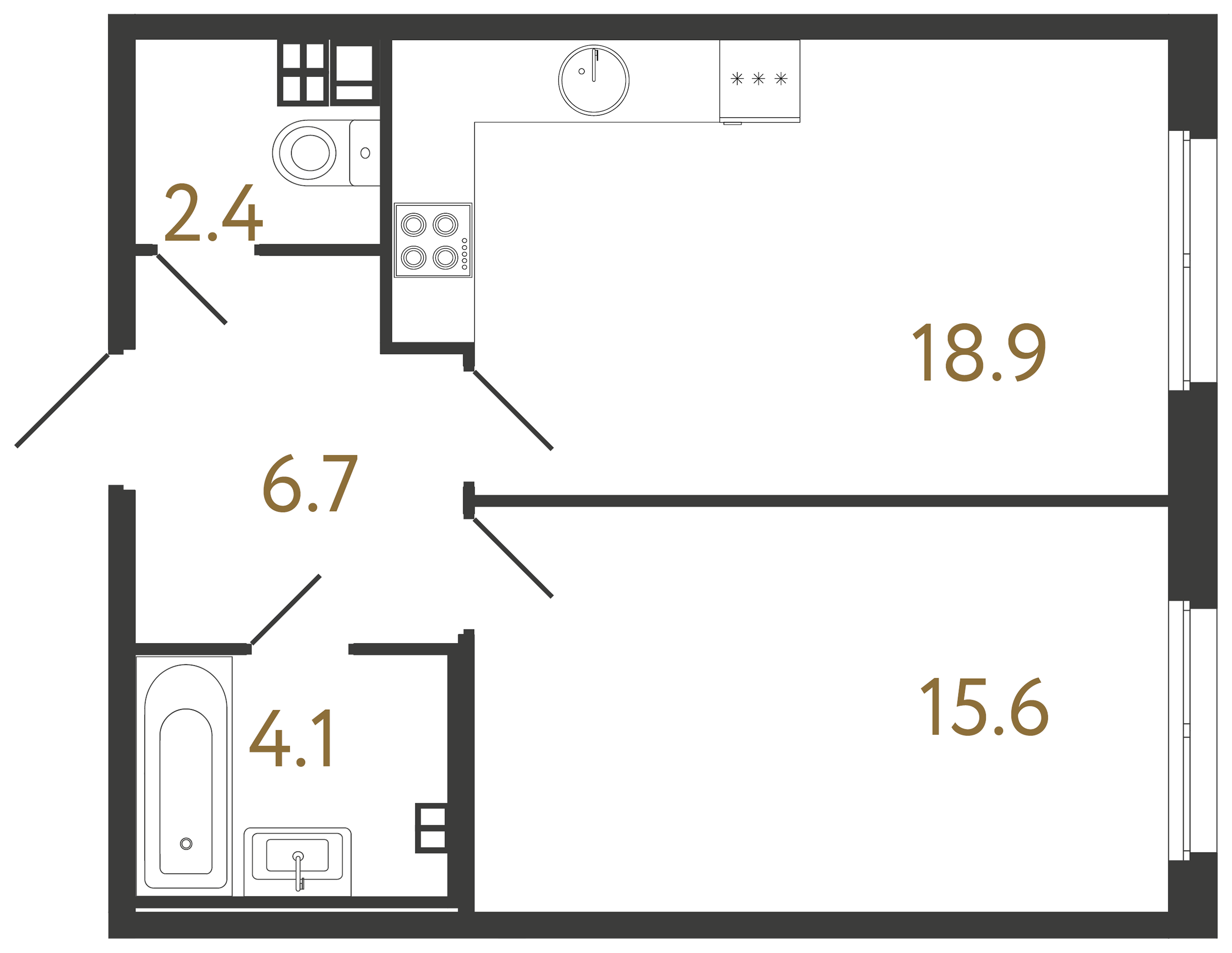 1-комнатная квартира, 47.7 м²; этаж: 3 - купить в Санкт-Петербурге