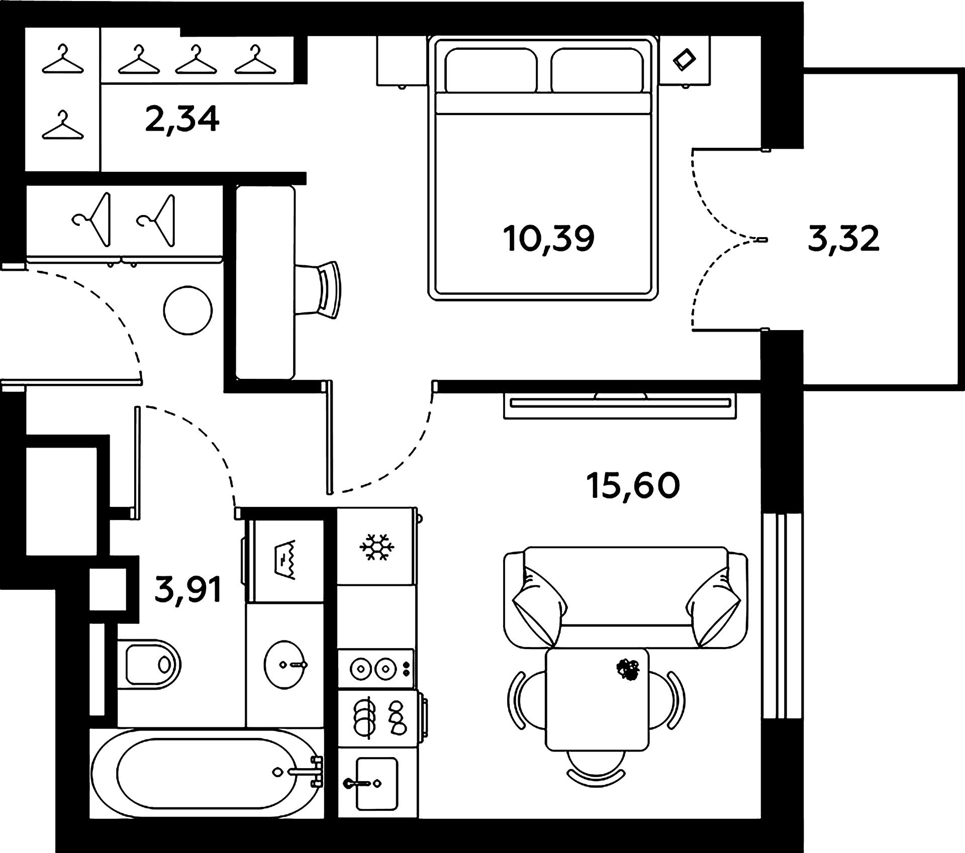 1-комнатная квартира, 35.56 м²; этаж: 10 - купить в Санкт-Петербурге