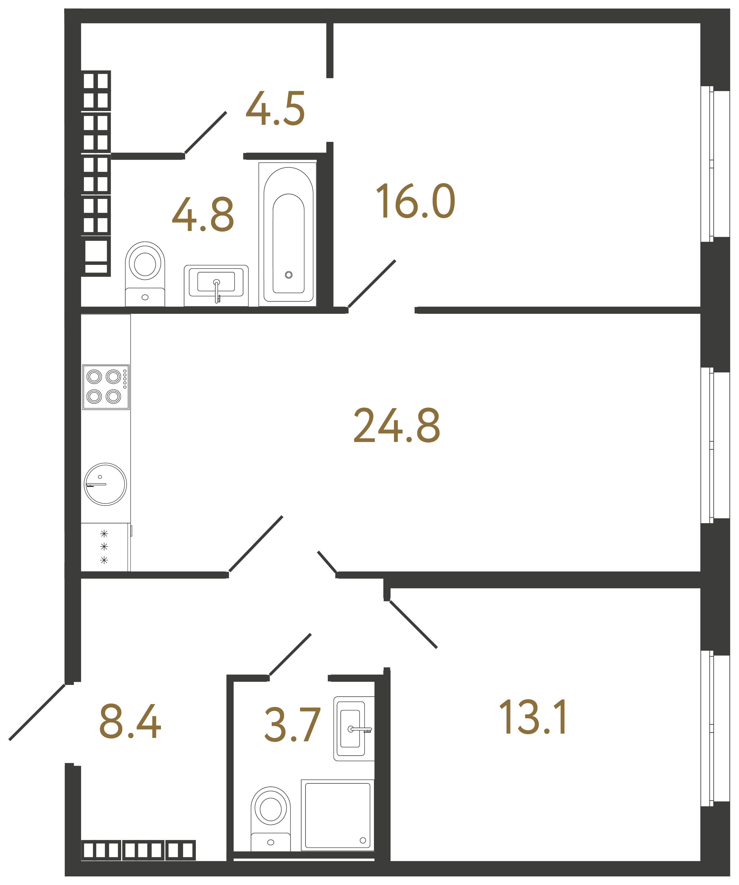 2-комнатная квартира, 75.3 м²; этаж: 9 - купить в Санкт-Петербурге