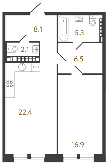1-комнатная квартира №4 в: Коллекционер: 61.3 м²; этаж: 7 - купить в Санкт-Петербурге