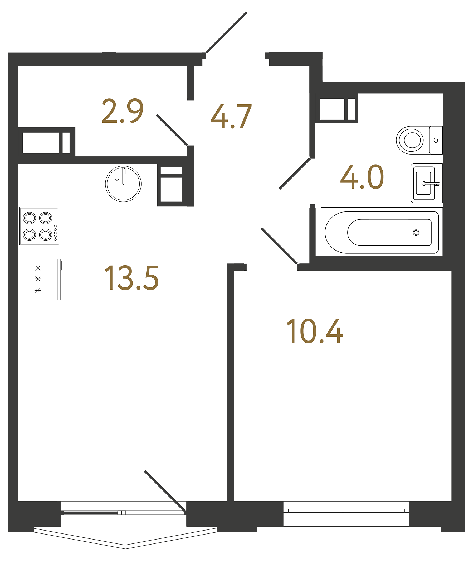 1-комнатная квартира, 35.5 м²; этаж: 7 - купить в Санкт-Петербурге