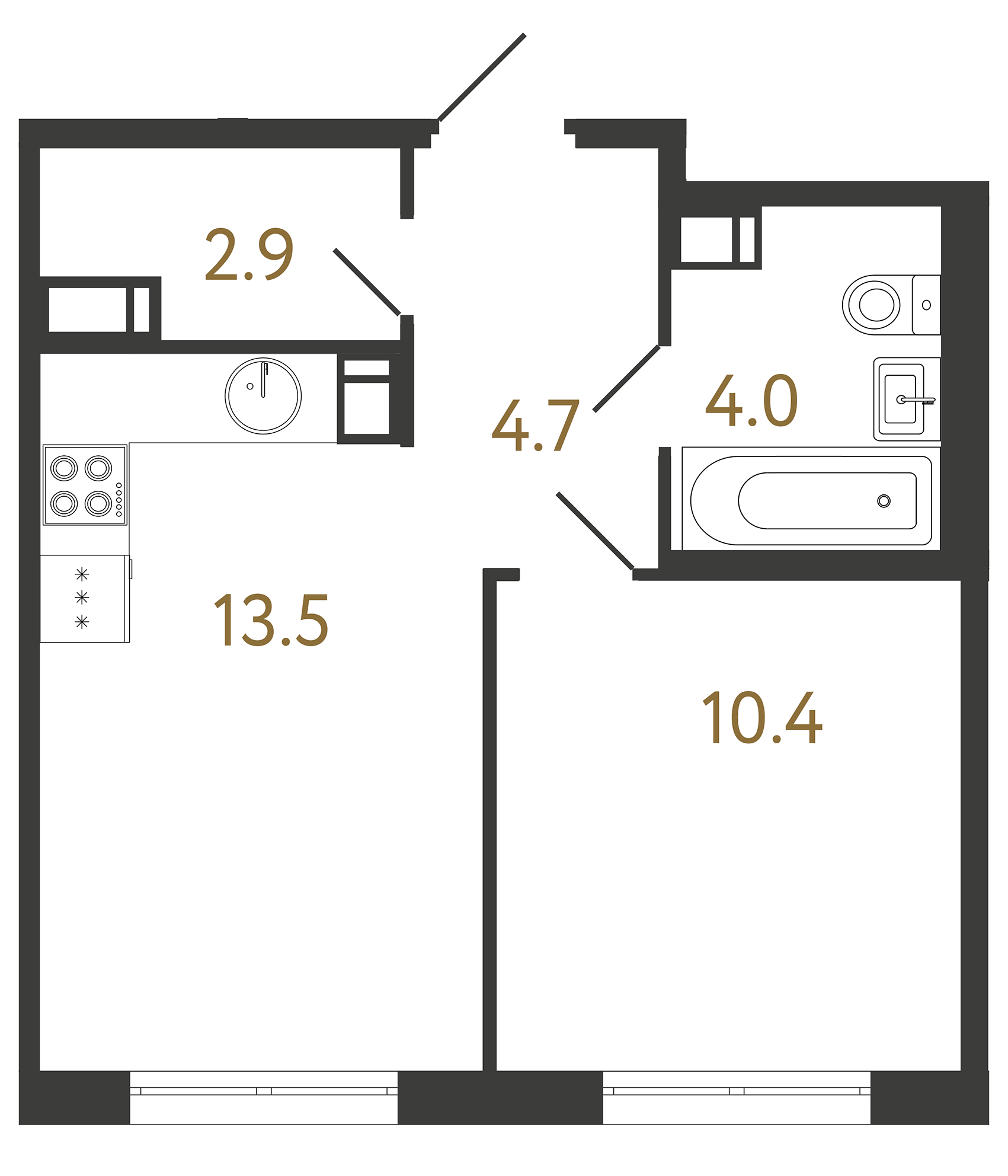 1-комнатная квартира, 35.5 м²; этаж: 10 - купить в Санкт-Петербурге