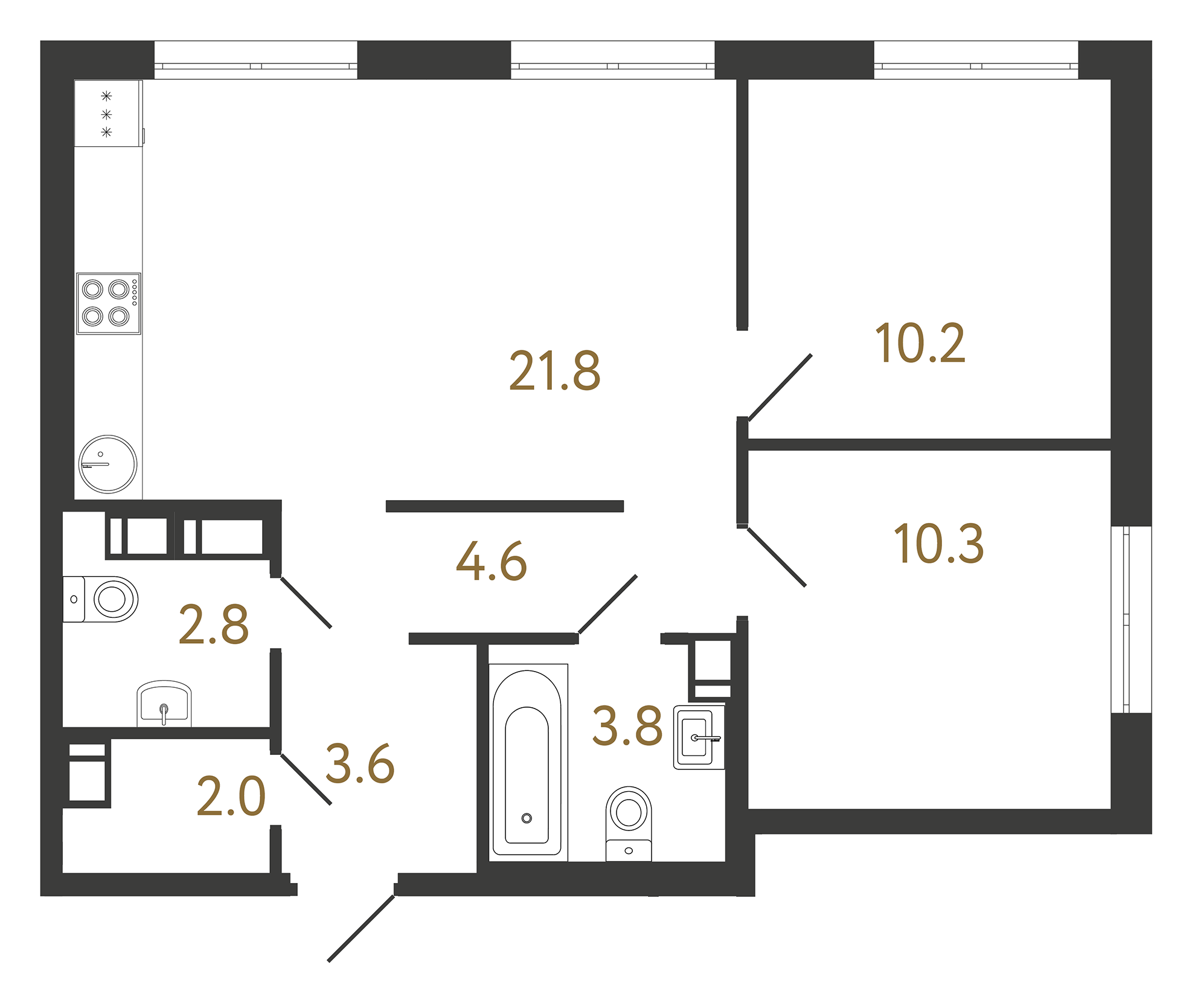 2-комнатная квартира, 59.1 м²; этаж: 13 - купить в Санкт-Петербурге