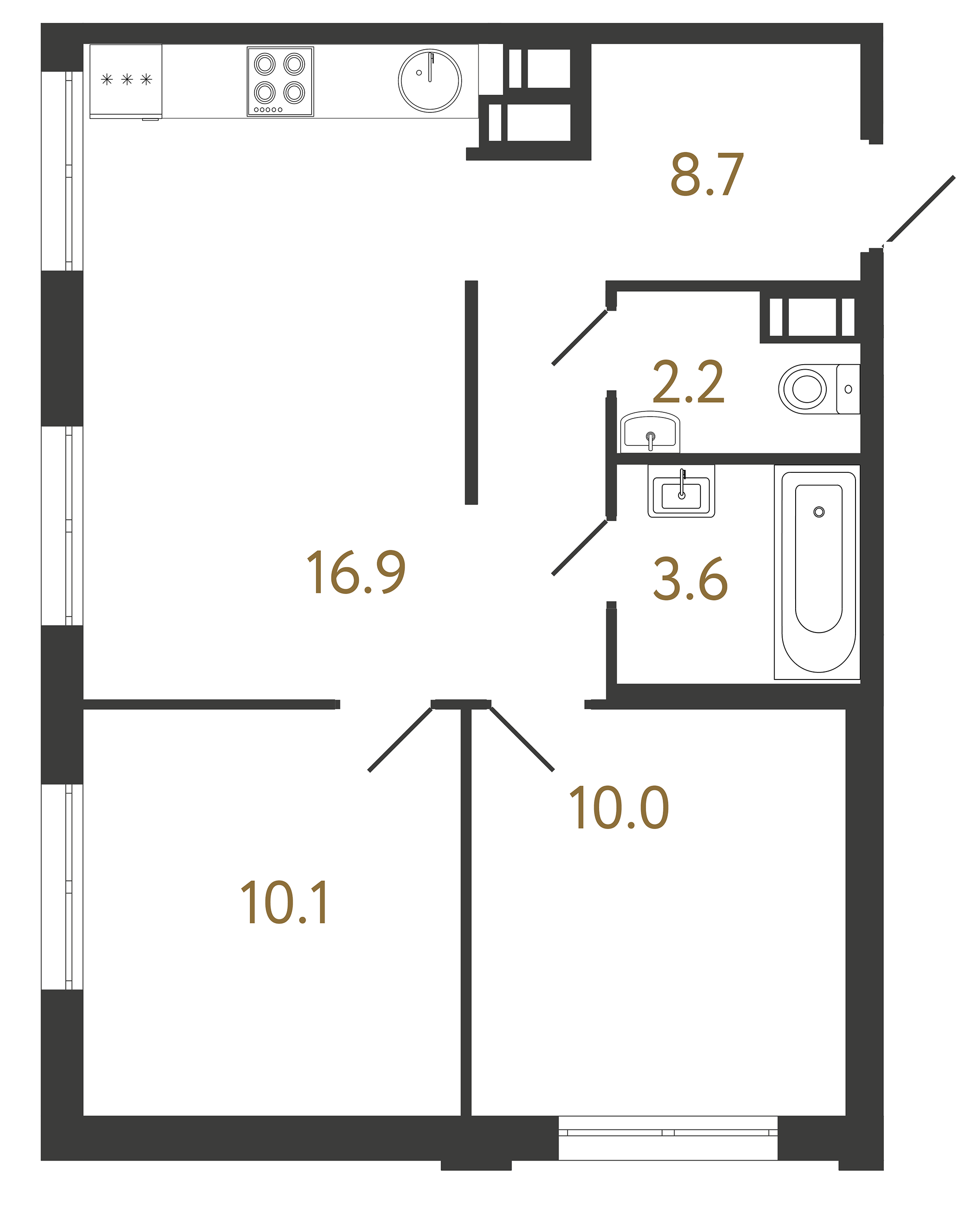 2-комнатная квартира, 51.5 м²; этаж: 15 - купить в Санкт-Петербурге