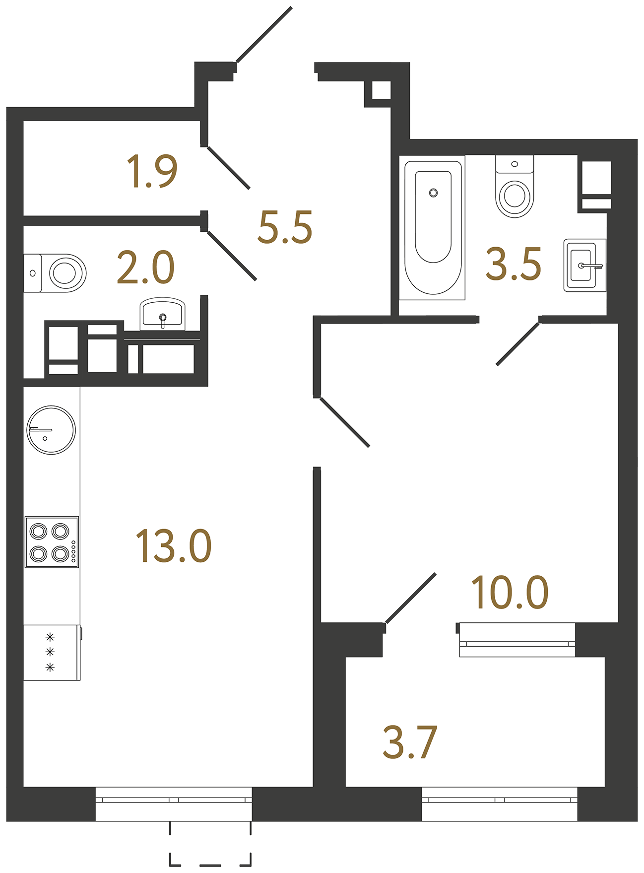 1-комнатная квартира, 35.9 м²; этаж: 8 - купить в Санкт-Петербурге