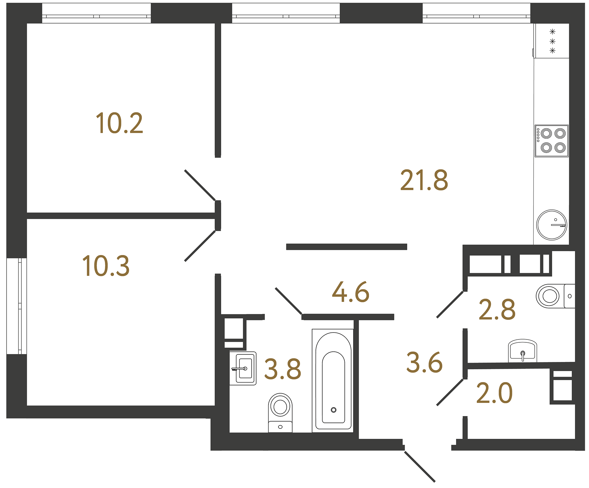 2-комнатная квартира, 59.1 м²; этаж: 9 - купить в Санкт-Петербурге