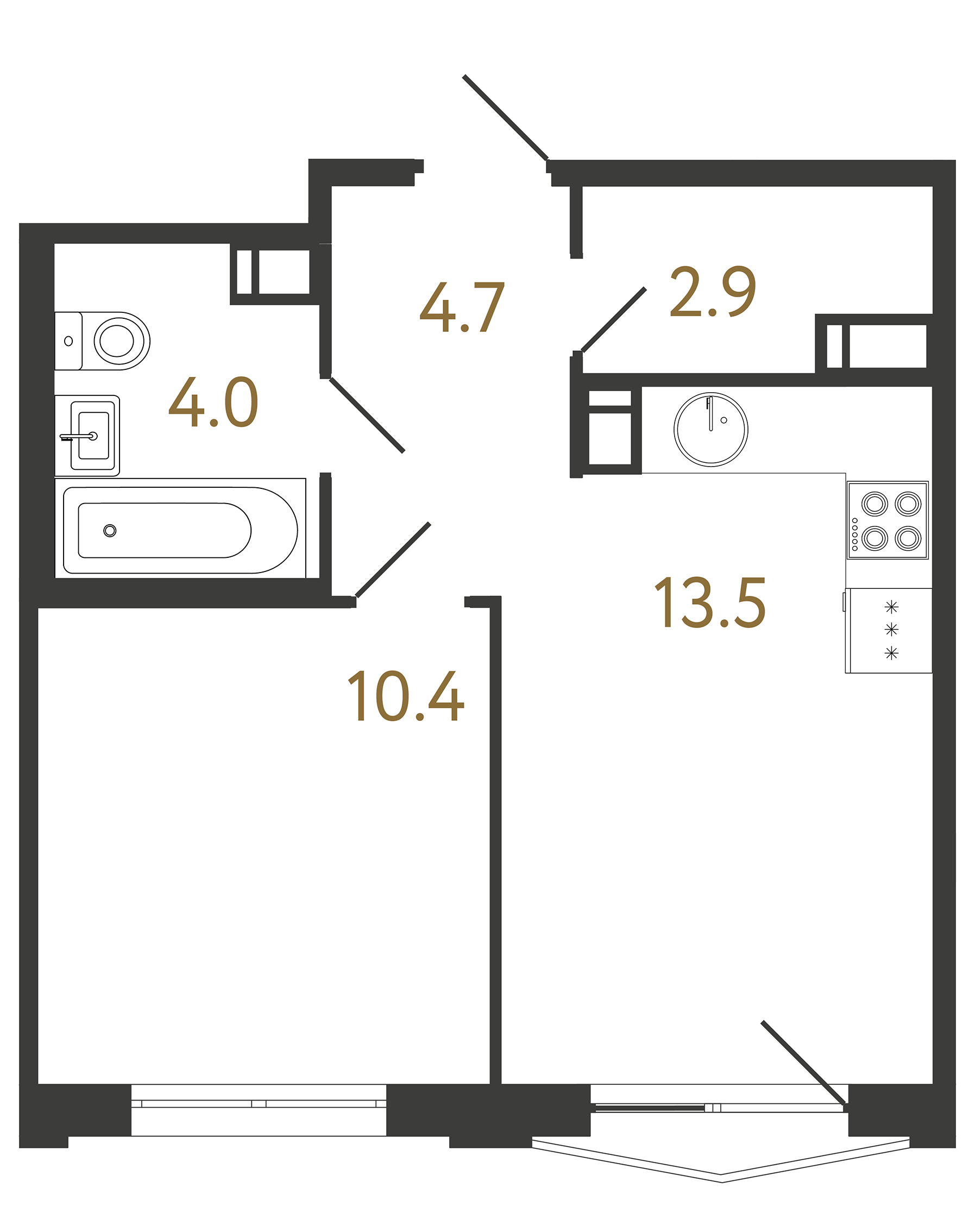 1-комнатная квартира, 35.5 м²; этаж: 5 - купить в Санкт-Петербурге