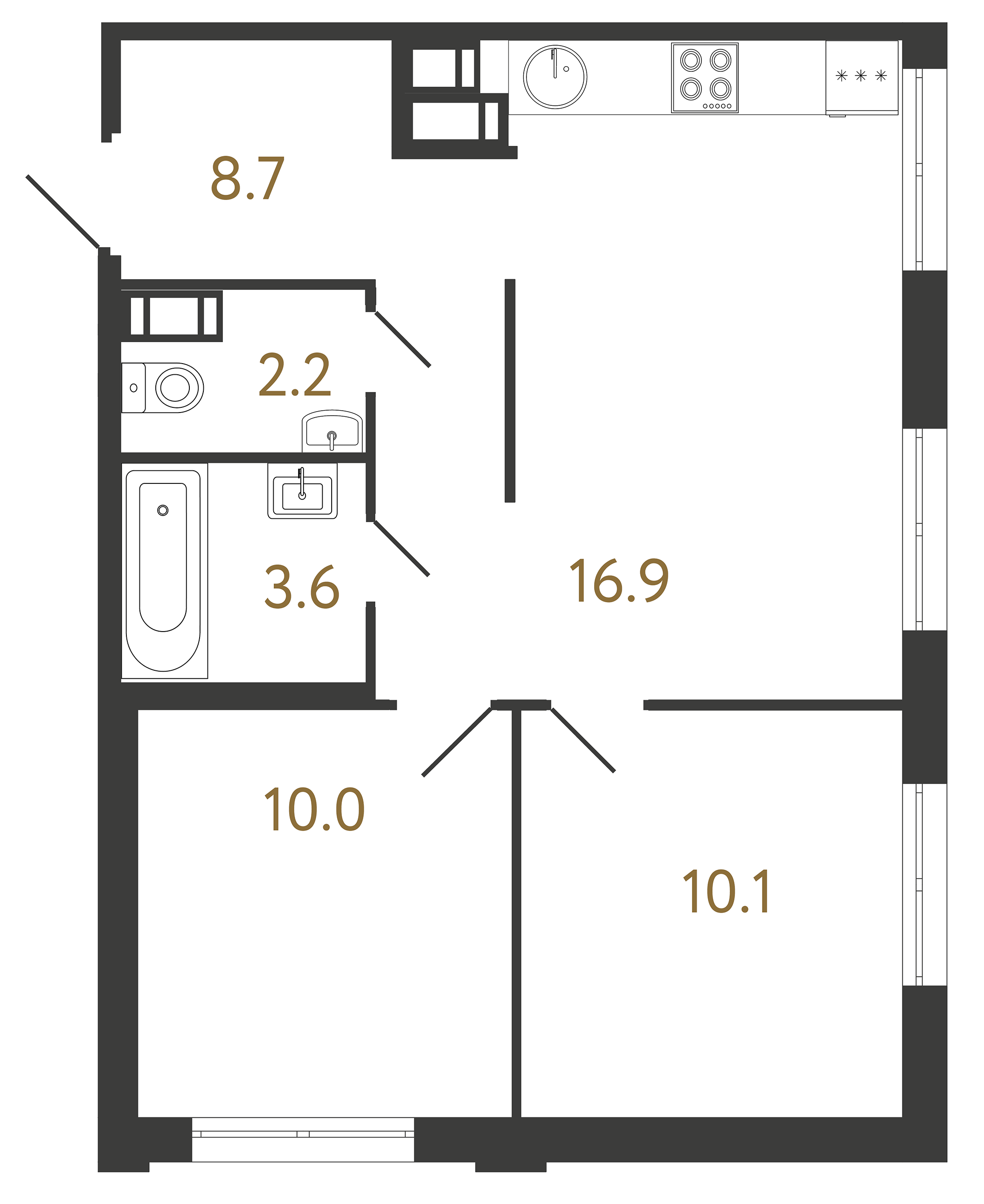 2-комнатная квартира, 51.5 м²; этаж: 9 - купить в Санкт-Петербурге